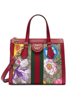 Ophidia GG Flora Tote Bag in Red