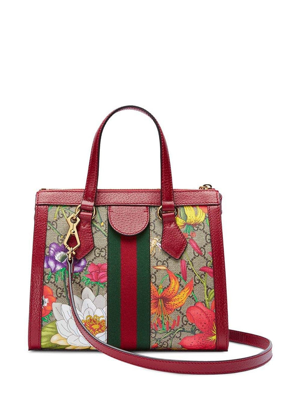 Ophidia GG Flora Tote Bag in Red