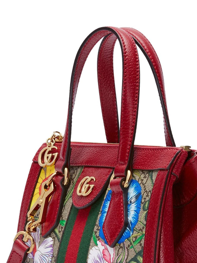 Ophidia GG Flora Tote Bag in Red