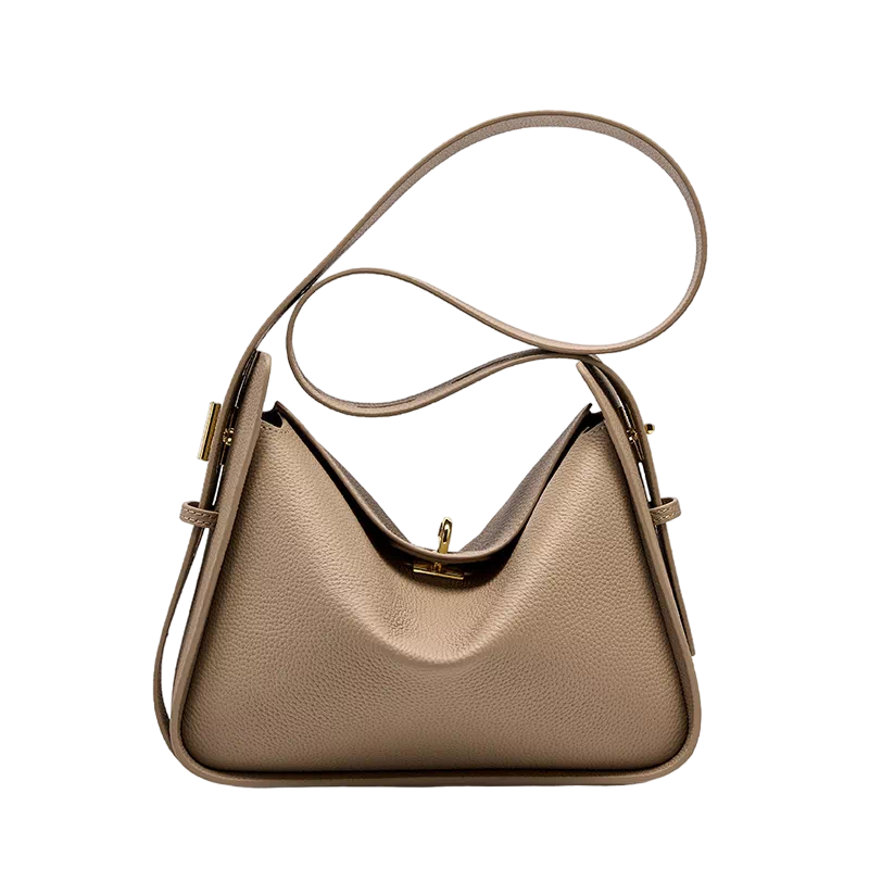 Beige Leather Convertible Shoulder Bag - HYGOLUX