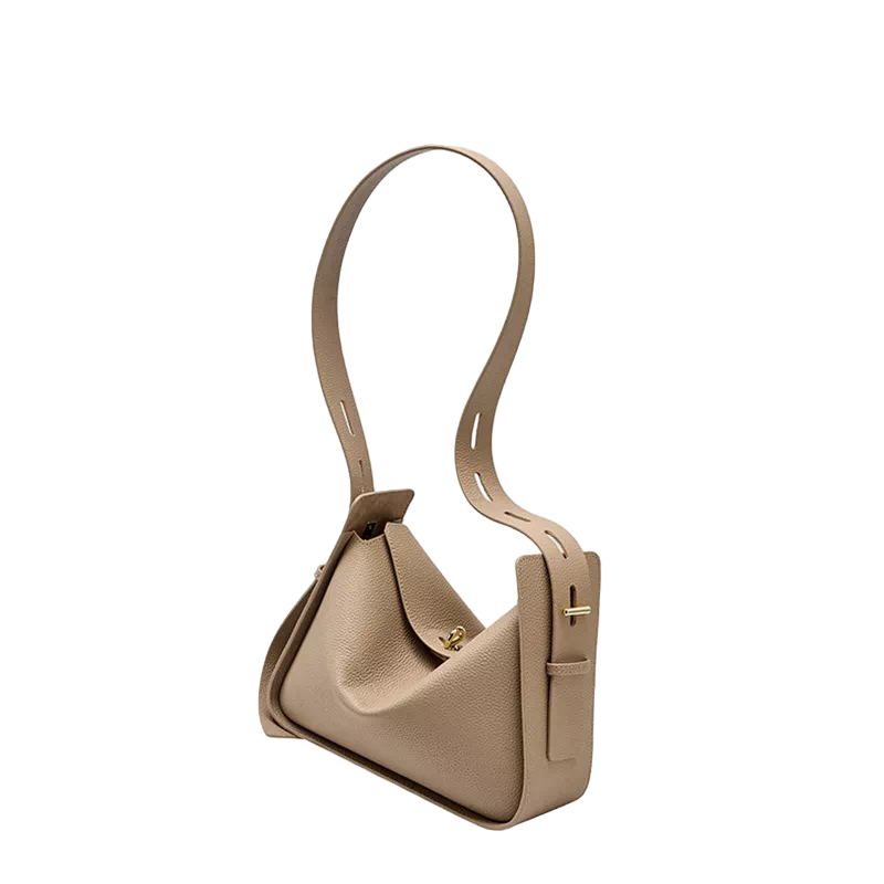 Beige Leather Convertible Shoulder Bag - HYGOLUX