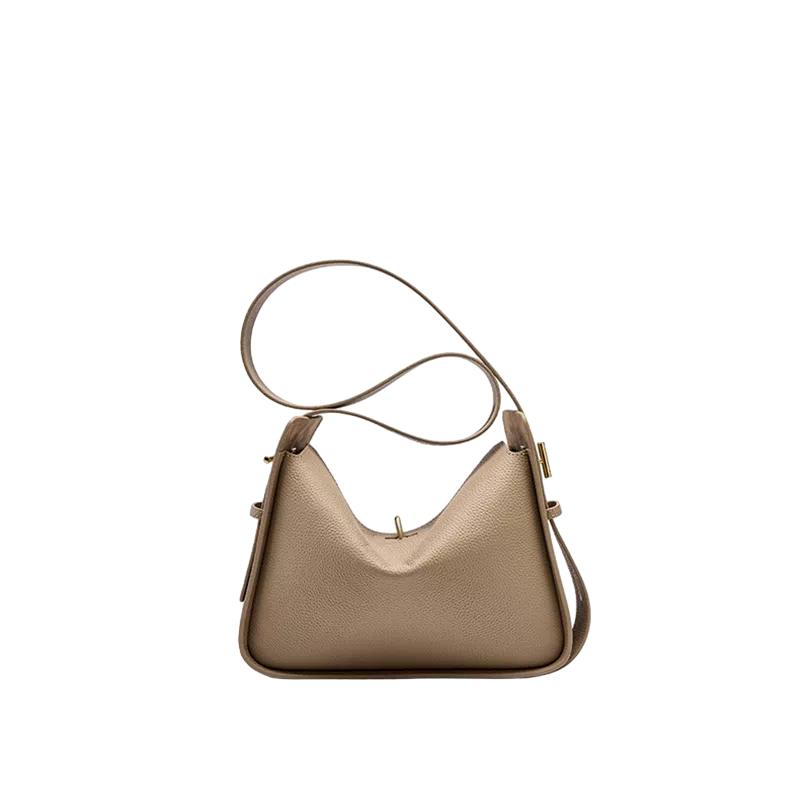 Beige Leather Convertible Shoulder Bag - HYGOLUX