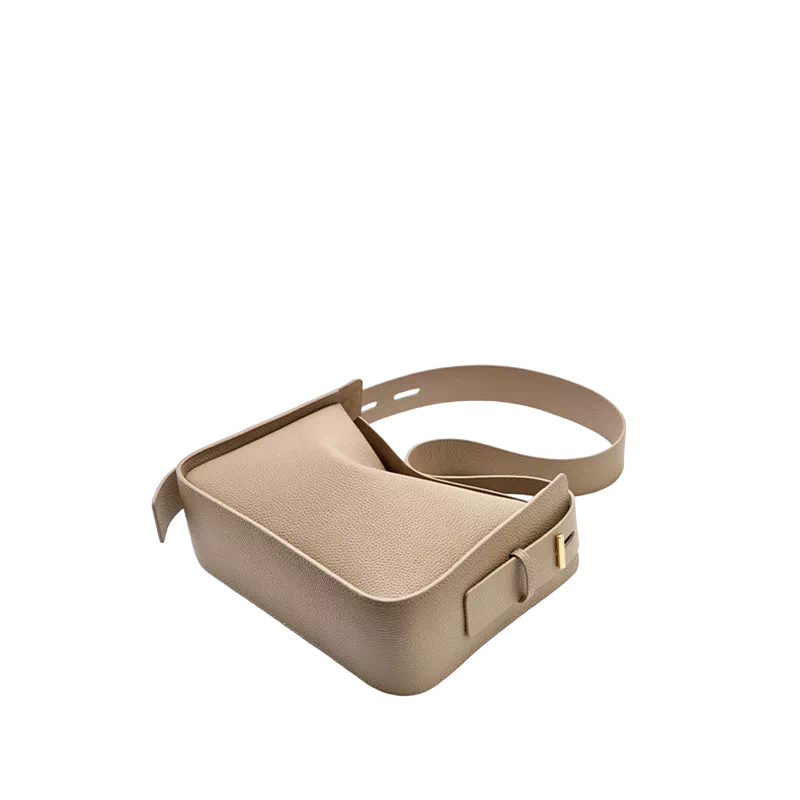 Beige Leather Convertible Shoulder Bag - HYGOLUX