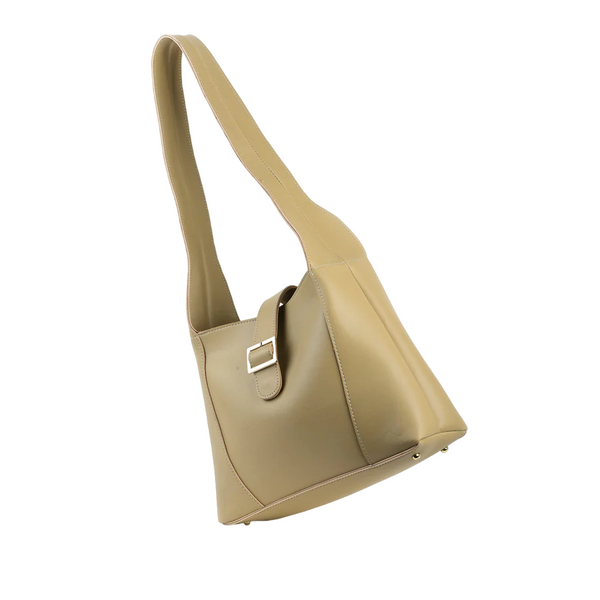 Beige Leather Shoulder Bag - HYGOLUX