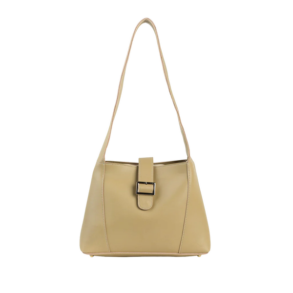 Beige Leather Shoulder Bag - HYGOLUX