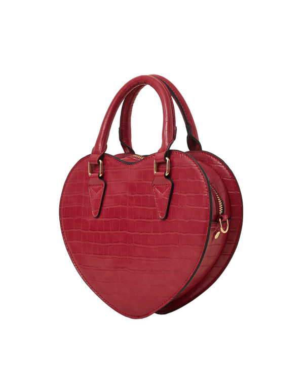 Heart-Shaped Red Faux Leather Bag