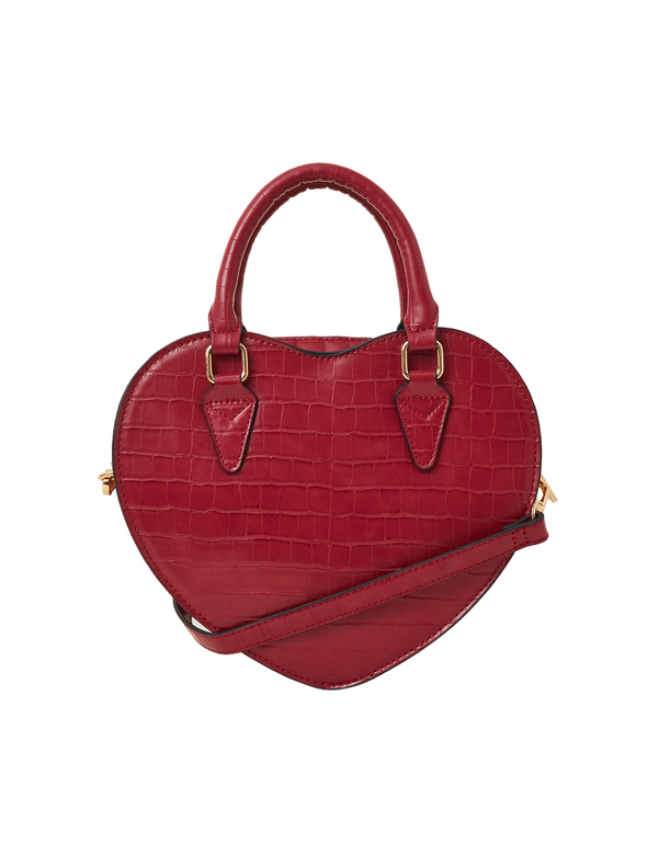 Heart-Shaped Red Faux Leather Bag