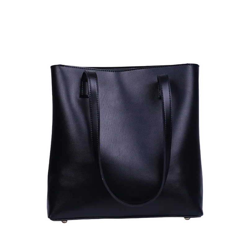 Black Leather Handbag - HYGOLUX