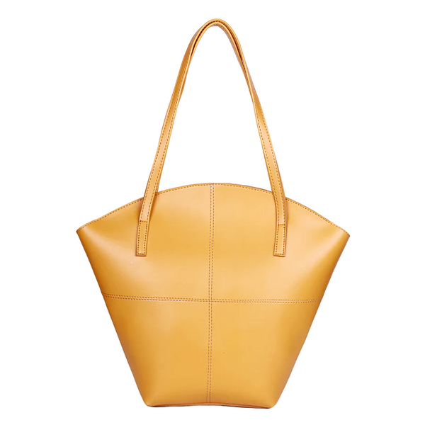 Mustard Leather Tote Bag - HYGOLUX