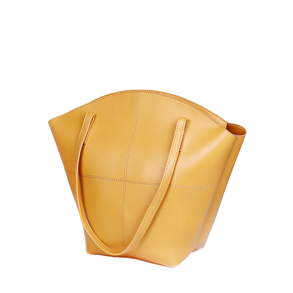 Mustard Leather Tote Bag - HYGOLUX