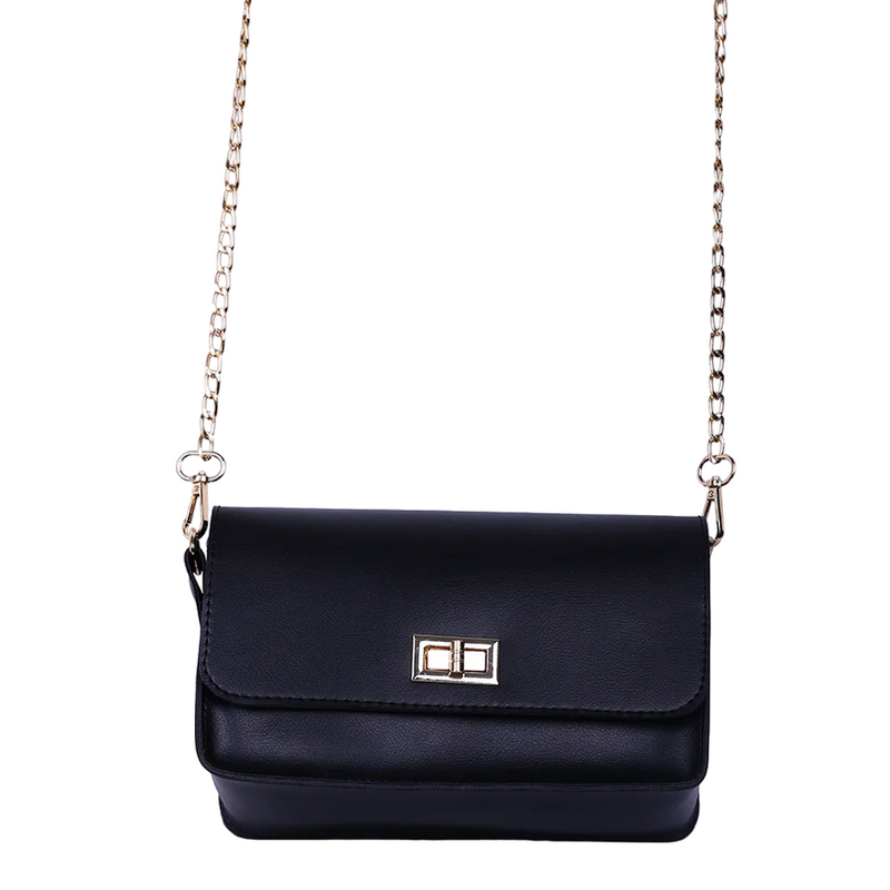 Black Leather CrossBody Bag - HYGOLUX