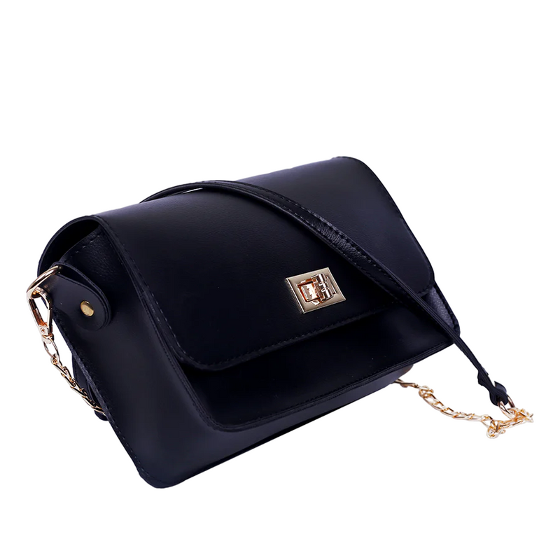 Black Leather CrossBody Bag - HYGOLUX