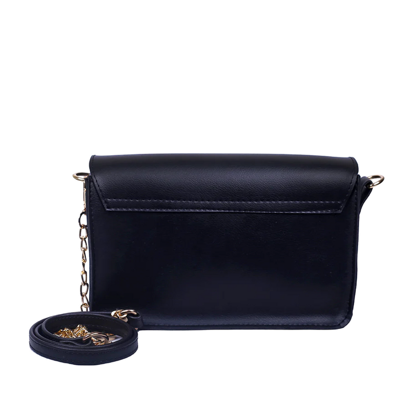 Black Leather CrossBody Bag - HYGOLUX